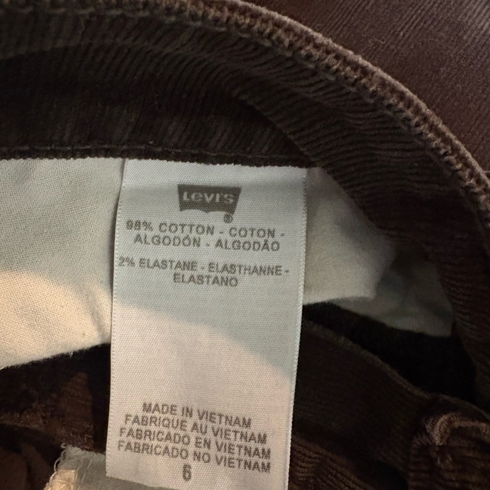 Levi's Dark Brown Corduroy Jeans | Slender Boot Cut  | Size 6 - Picture 4 of 10